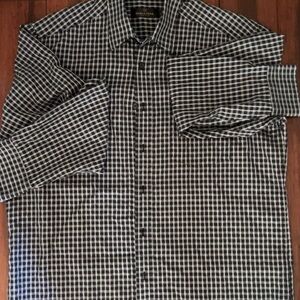 Bugatchi Black and White Checked Lightweight Shirt Jacket